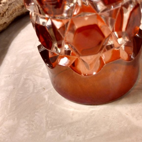 Vintage US Glass Ruby Flash Stained Red Block Pattern Pressed Glass Tumbler - Picture 4 of 6